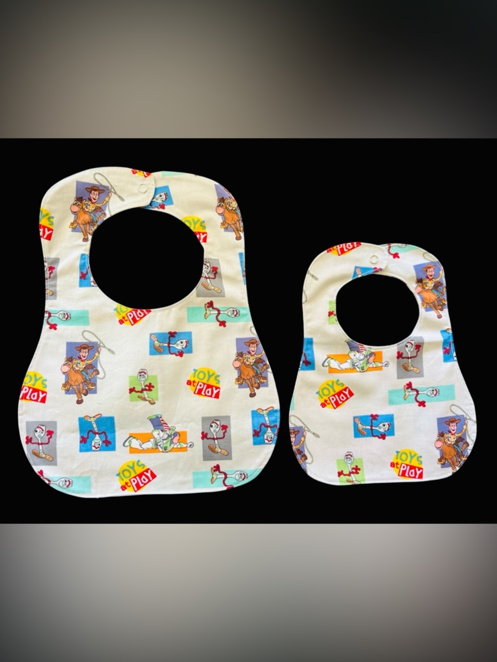 Toy Story 'Toys at Play' Baby Bibs - Cream with Multi-Color Print